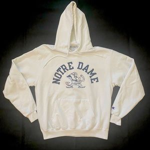 Classic Champion Notre Dame Fighting Irish Leprechaun Pocket Hoodie Large White